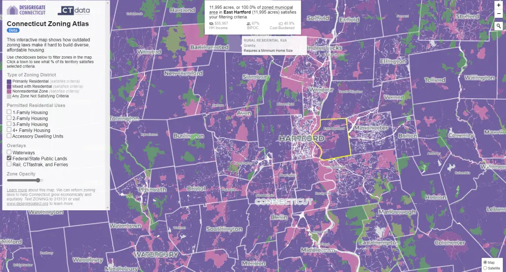 screenshot from Connecticut zoning atlas